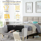 Storage Ottoman Bench, Upholstered Velvet Entryway Bench with Armrest & Large Storage Space for Living Room - 52inch
