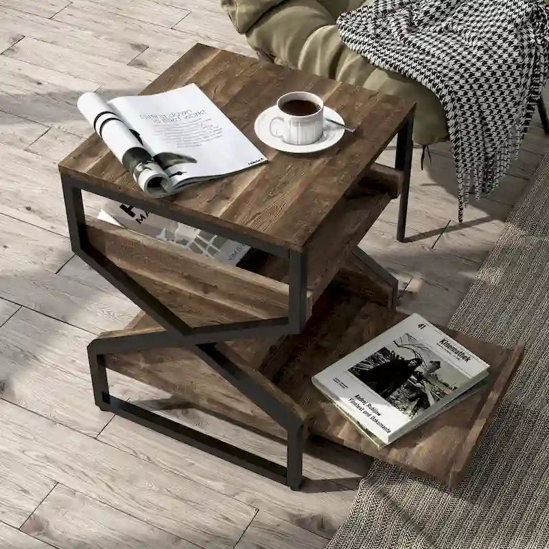DH BASIC Industrial 17-inch Metal 1-Open Shelf End Table by Denhour