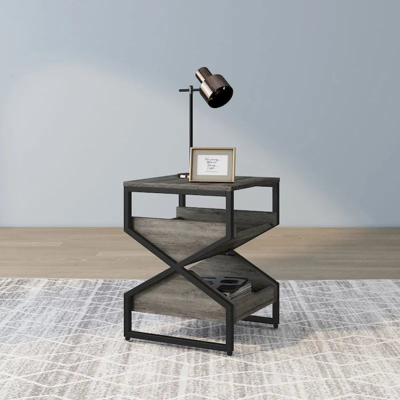 DH BASIC Industrial 17-inch Metal 1-Open Shelf End Table by Denhour