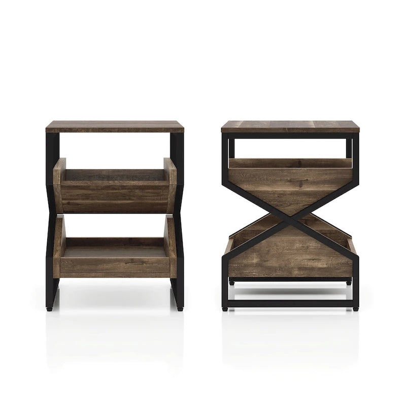 DH BASIC Industrial 17-inch Metal 1-Open Shelf End Table by Denhour