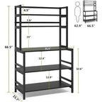 5 Tier Bakers Rack with Storage, Kitchen Stand Micorwave Over Cart