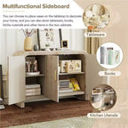 Retro Minimalist Curved Sideboard with Gold Handles and Adjustable Dividers for Living Room or Dining Room