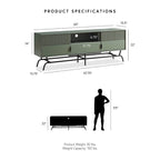 DH BASIC Modern 60-inch 3-Drawer Media Cabinet TV Stand with Cable Hole by Denhour