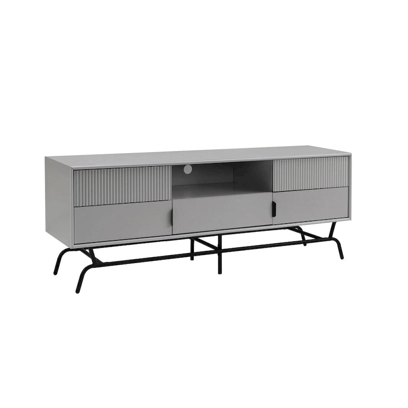 DH BASIC Modern 60-inch 3-Drawer Media Cabinet TV Stand with Cable Hole by Denhour
