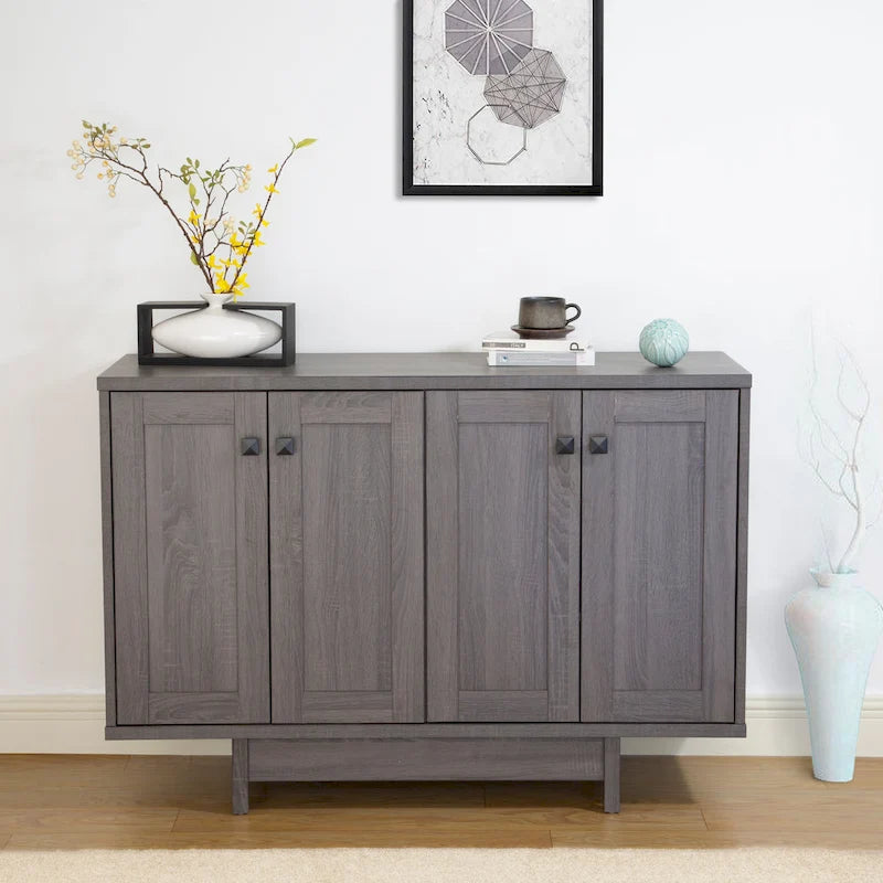 Q-Max 47W Sideboard Storage Cabinet, Dining Server Cupboard Buffet Table with Two Storage Cabinets