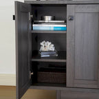 Q-Max 47W Sideboard Storage Cabinet, Dining Server Cupboard Buffet Table with Two Storage Cabinets
