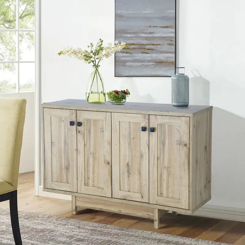 Q-Max 47W Sideboard Storage Cabinet, Dining Server Cupboard Buffet Table with Two Storage Cabinets