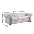 Corvus Aleksis Tufted Chesterfield 3-seater Sofa with Rolled Arms