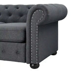 Corvus Aleksis Tufted Chesterfield 3-seater Sofa with Rolled Arms