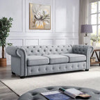 Corvus Aleksis Tufted Chesterfield 3-seater Sofa with Rolled Arms
