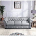 Corvus Aleksis Tufted Chesterfield 3-seater Sofa with Rolled Arms
