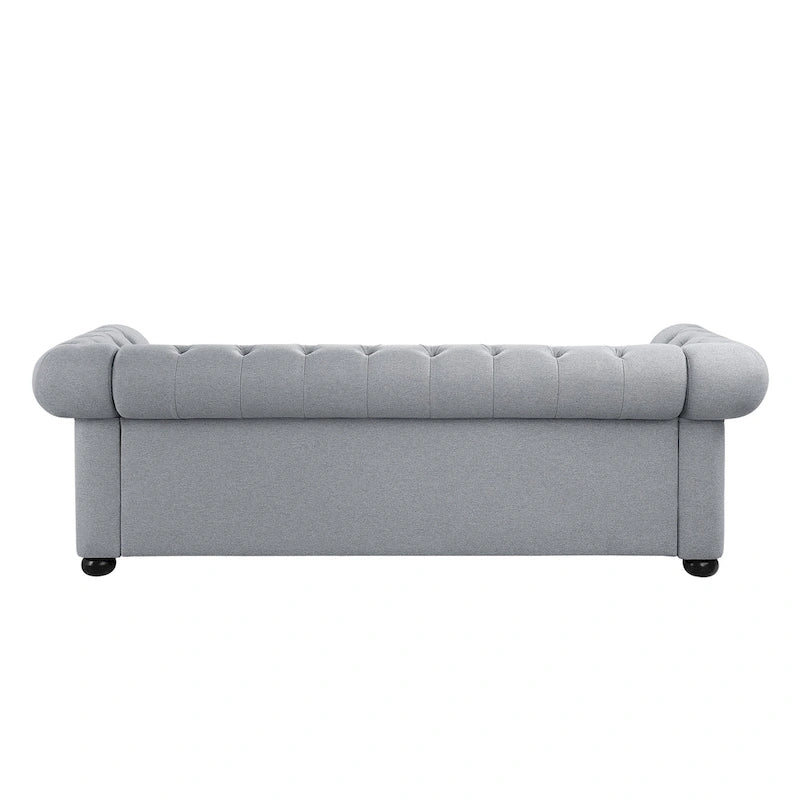 Corvus Aleksis Tufted Chesterfield 3-seater Sofa with Rolled Arms