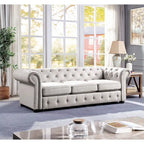 Corvus Aleksis Tufted Chesterfield 3-seater Sofa with Rolled Arms