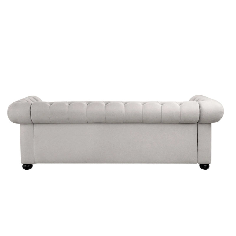 Corvus Aleksis Tufted Chesterfield 3-seater Sofa with Rolled Arms