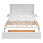 Nestfair White Queen Size Mobile Murphy Bed with Drawer and Shelves