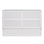 Nestfair White Queen Size Mobile Murphy Bed with Drawer and Shelves
