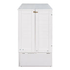 Nestfair White Queen Size Mobile Murphy Bed with Drawer and Shelves