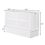 Nestfair White Queen Size Mobile Murphy Bed with Drawer and Shelves