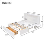 Nestfair White Queen Size Mobile Murphy Bed with Drawer and Shelves