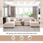 U-Shape Sectional Sofa, Double Extra Wide Chaise Lounge Couch