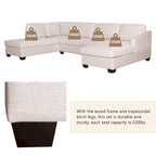 U-Shape Sectional Sofa, Double Extra Wide Chaise Lounge Couch