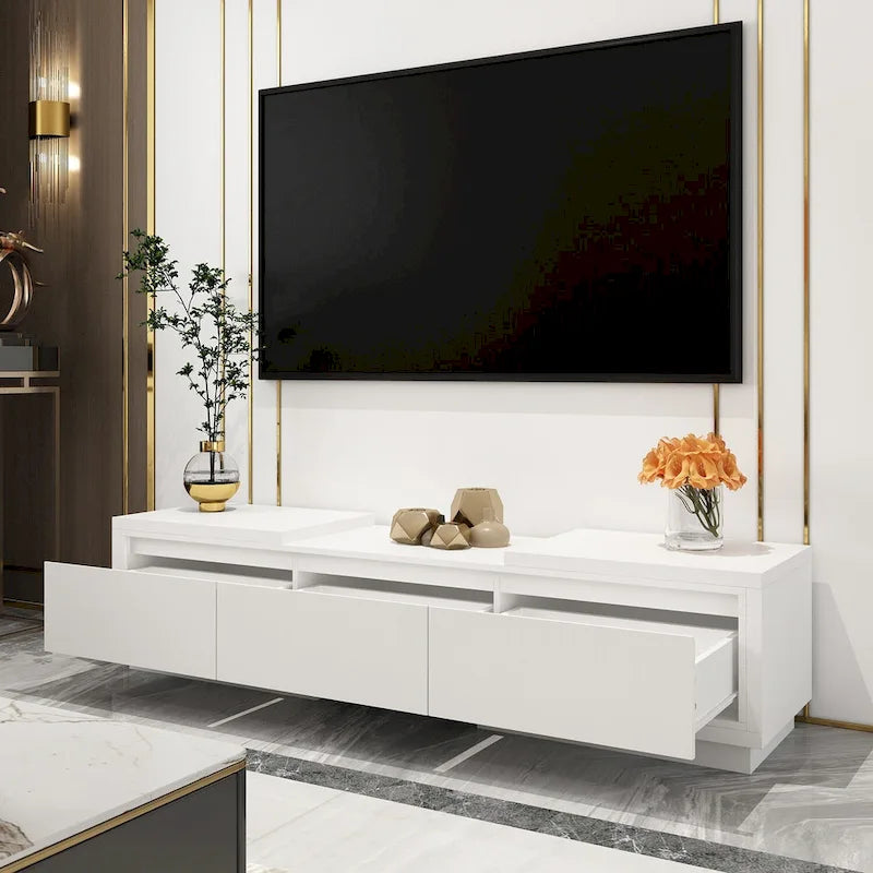 Extendable TV Stand Storage Media Console Modern Entertainment Center