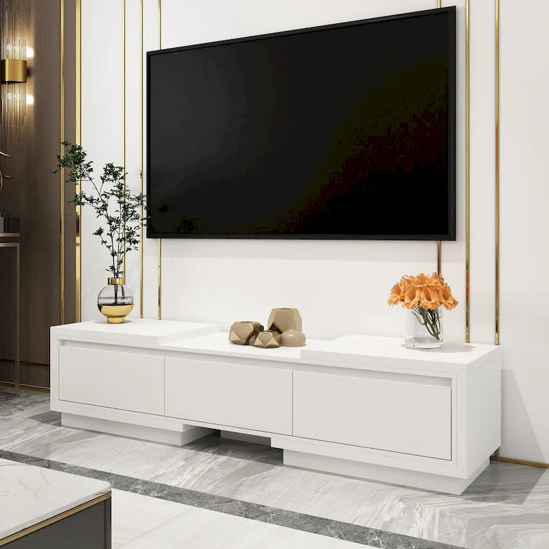 Extendable TV Stand Storage Media Console Modern Entertainment Center