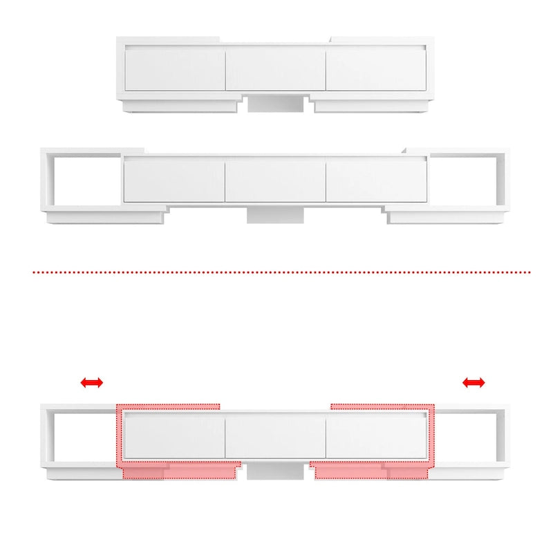Extendable TV Stand Storage Media Console Modern Entertainment Center