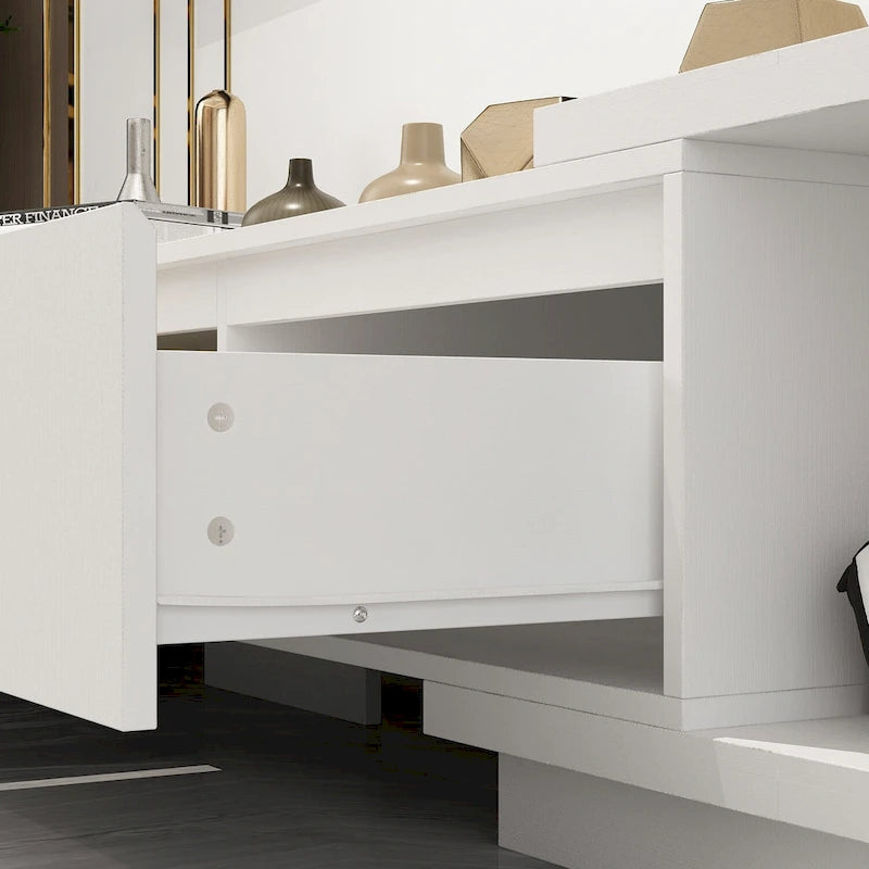 Extendable TV Stand Storage Media Console Modern Entertainment Center