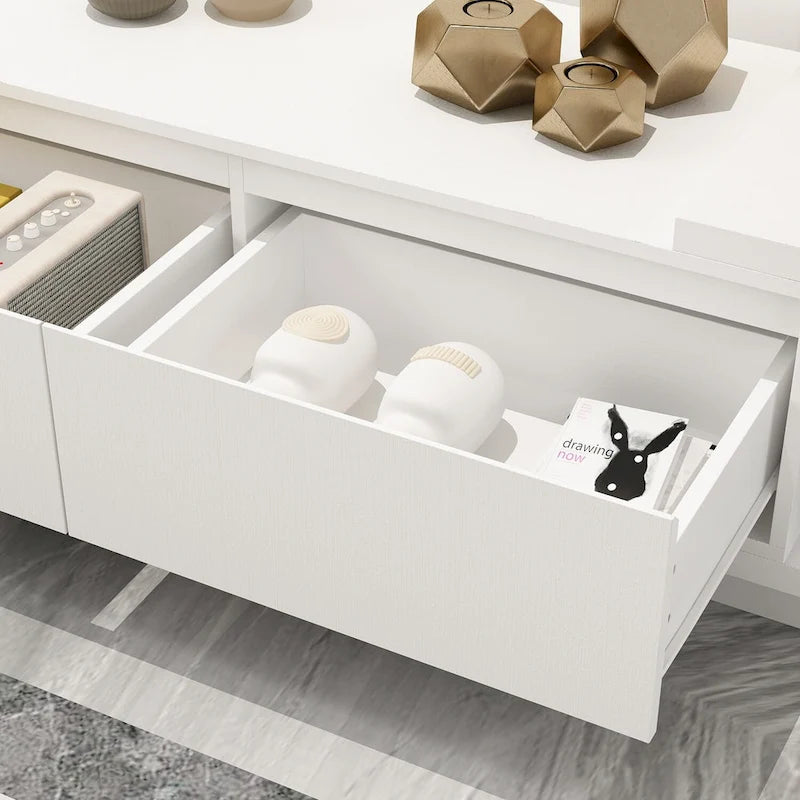 Extendable TV Stand Storage Media Console Modern Entertainment Center