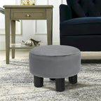 Adeco Round Ottoman Velvet Footrest Stool Modern Padded Seat Footstool