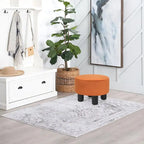 Adeco Round Ottoman Velvet Footrest Stool Modern Padded Seat Footstool