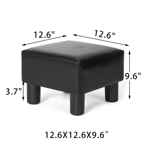 Adeco Footrest Stool Faux Leather Ottoman with Thick Upholstery