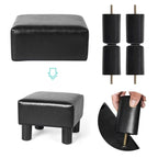 Adeco Footrest Stool Faux Leather Ottoman with Thick Upholstery