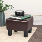Adeco Footrest Stool Faux Leather Ottoman with Thick Upholstery