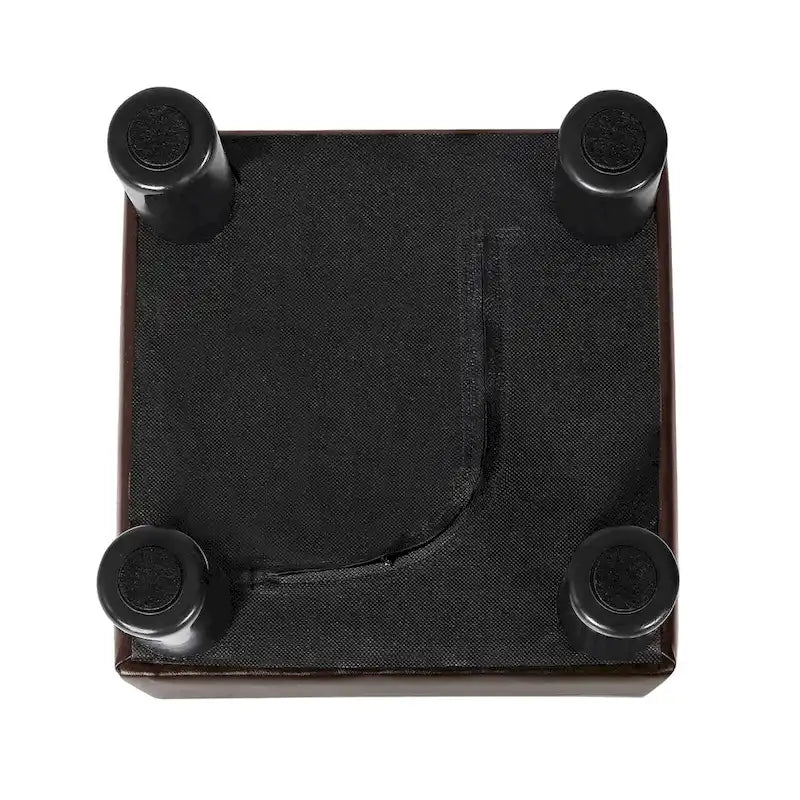 Adeco Footrest Stool Faux Leather Ottoman with Thick Upholstery
