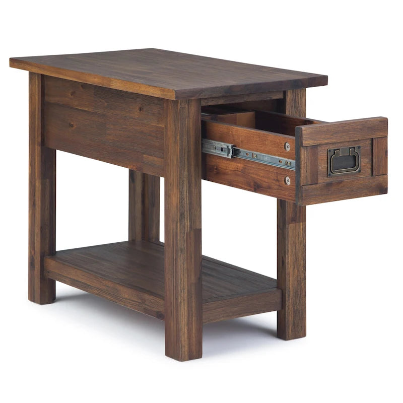 WYNDENHALL Garret SOLID ACACIA WOOD 14 inch Wide Rectangle Rustic Narrow Side Table - 14  W x 24  D x 20  H