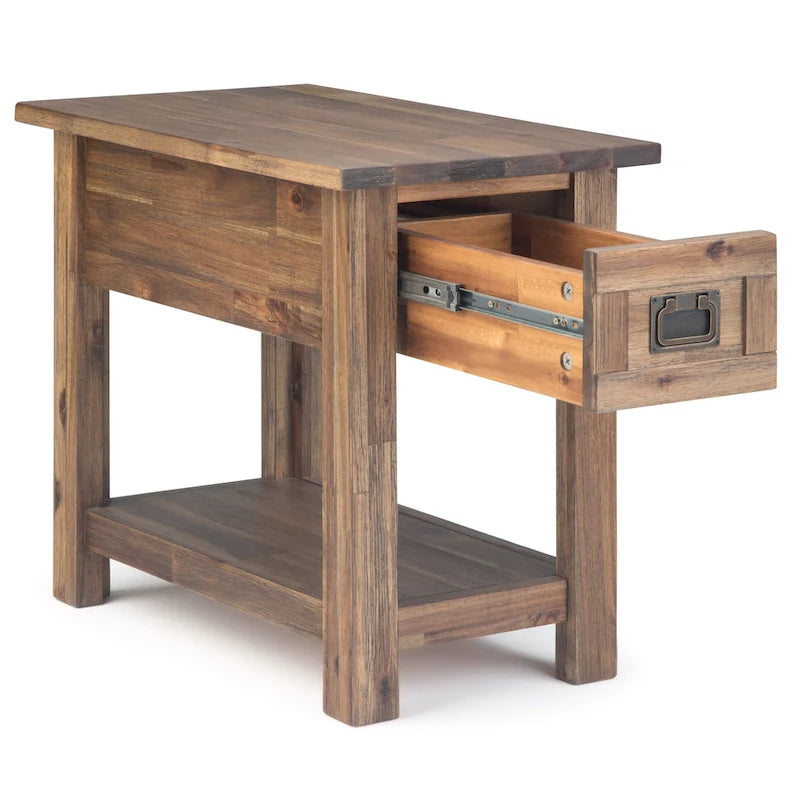 WYNDENHALL Garret SOLID ACACIA WOOD 14 inch Wide Rectangle Rustic Narrow Side Table - 14  W x 24  D x 20  H