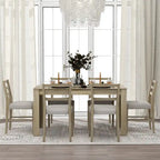 Nestfair 7-Piece Wooden Dining Table Set with 6 Chairs and 2 Drawers