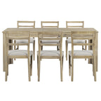 Nestfair 7-Piece Wooden Dining Table Set with 6 Chairs and 2 Drawers