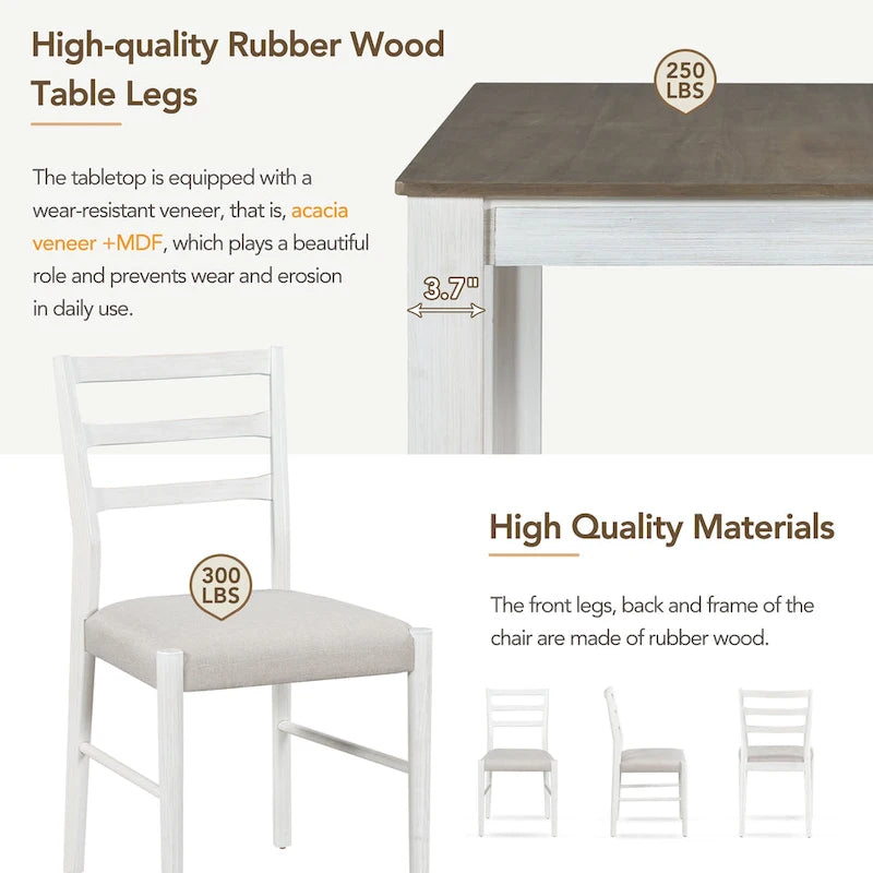 Nestfair 7-Piece Wooden Dining Table Set with 6 Chairs and 2 Drawers