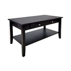 Solid Acacia Coffee Table with Drawer & Bottom Shelf