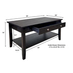 Solid Acacia Coffee Table with Drawer & Bottom Shelf