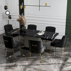 SEYNAR Modern Glam Boucle Pleated Velvet Dining Chair or Vanity Chair Set of 6 with Rear Handle