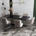 SEYNAR Modern Glam Boucle Pleated Velvet Dining Chair or Vanity Chair Set of 6 with Rear Handle