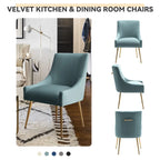 SEYNAR Modern Glam Boucle Pleated Velvet Dining Chair or Vanity Chair Set of 6 with Rear Handle
