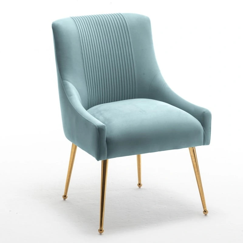 SEYNAR Modern Glam Boucle Pleated Velvet Dining Chair or Vanity Chair Set of 6 with Rear Handle