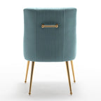 SEYNAR Modern Glam Boucle Pleated Velvet Dining Chair or Vanity Chair Set of 6 with Rear Handle