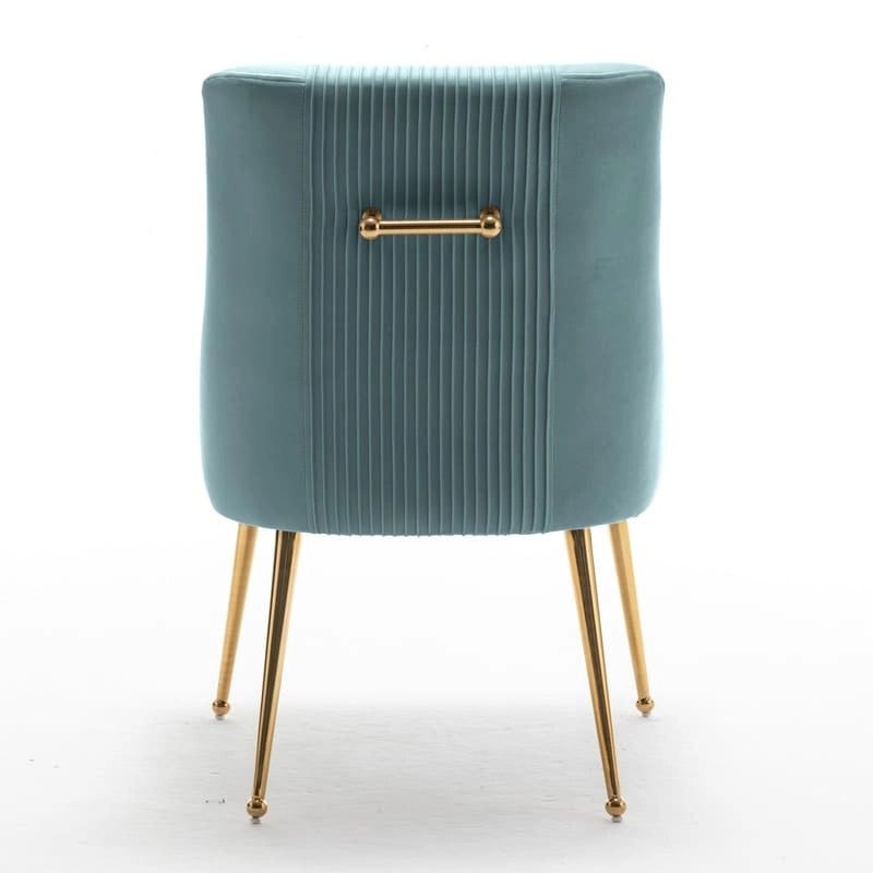 SEYNAR Modern Glam Boucle Pleated Velvet Dining Chair or Vanity Chair Set of 6 with Rear Handle