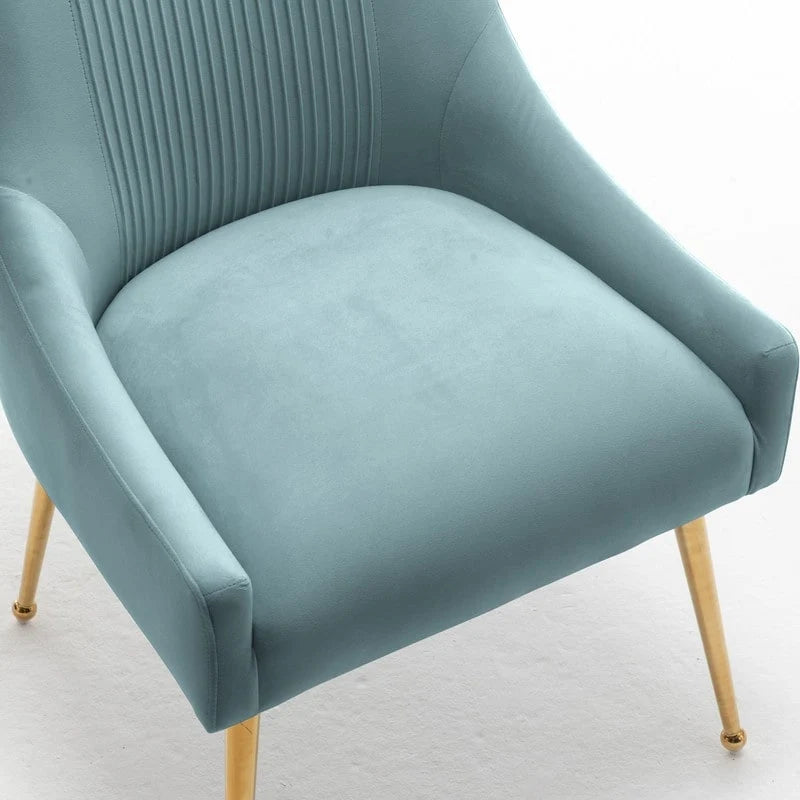 SEYNAR Modern Glam Boucle Pleated Velvet Dining Chair or Vanity Chair Set of 6 with Rear Handle